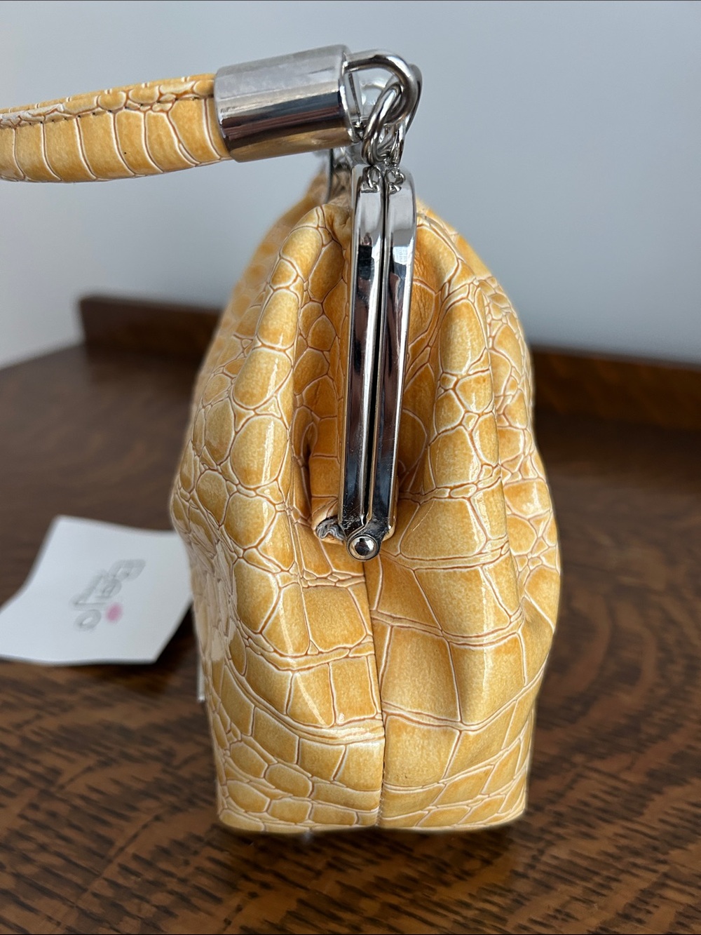 Beijo Yellow Croc-Embossed Top-Handle Bag - Picture 10 of 14